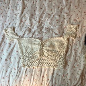 white crochet crop top